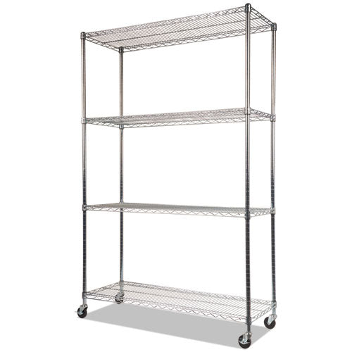 Image of Alera® Nsf Certified 4-Shelf Wire Shelving Kit With Casters, 48w X 18d X 72h, Silver