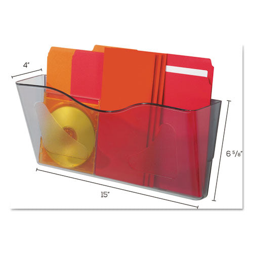Image of deflecto® Euro-Style DocuPocket Landscape Wall File, Larger Files/Tabloid Size, 15" x 4" x 6.63", Smoke