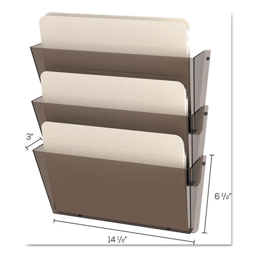 Image of deflecto® Unbreakable DocuPocket Wall File, 3 Sections, Letter Size, 14.5" x 3" x 6.5", Clear, 3/Pack