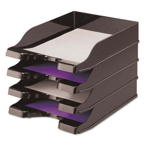Image of deflecto® Docutray Multi-Directional Stacking Tray Set, 2 Sections, Letter To Legal Size Files, 10.13" X 13.63" X 2.5", Black, 2/pack