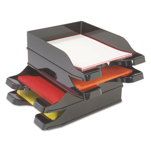 Image of deflecto® Docutray Multi-Directional Stacking Tray Set, 2 Sections, Letter To Legal Size Files, 10.13" X 13.63" X 2.5", Black, 2/pack