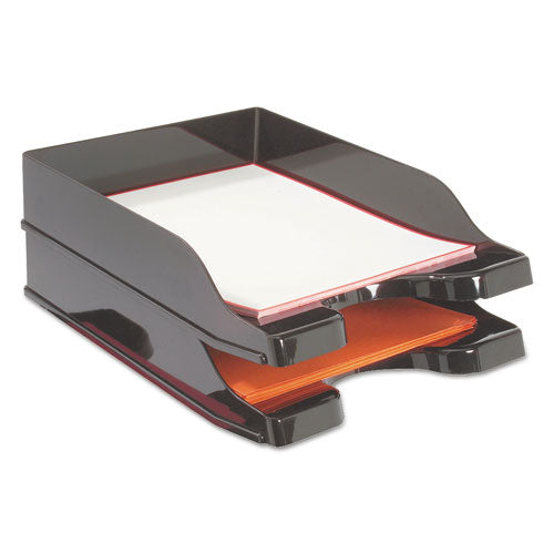Image of deflecto® Docutray Multi-Directional Stacking Tray Set, 2 Sections, Letter To Legal Size Files, 10.13" X 13.63" X 2.5", Black, 2/pack