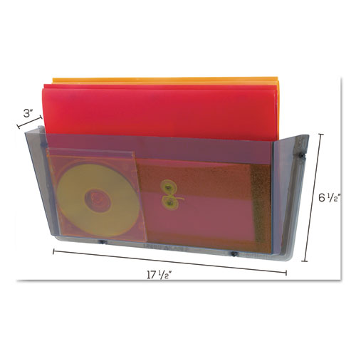 Image of deflecto® Unbreakable DocuPocket Wall File, Legal Size, 17.5" x 3" x 6.5", Smoke
