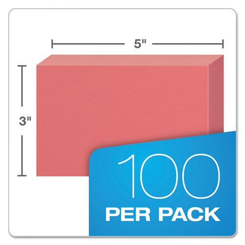 Image of Oxford Unruled Index Cards, 3 X 5, Cherry, 100/pack