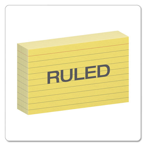 Image of Oxford Ruled Index Cards, 3 X 5, Canary, 100/pack