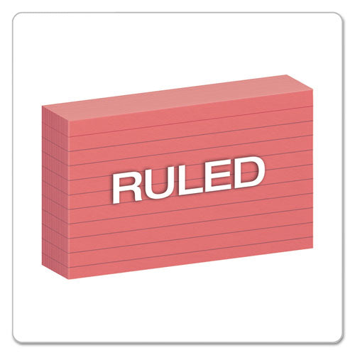 Image of Oxford Ruled Index Cards, 3 X 5, Cherry, 100/pack