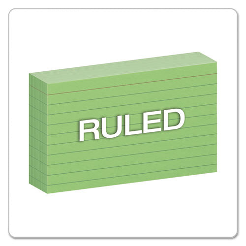 Image of Oxford Ruled Index Cards, 3 X 5, Green, 100/pack