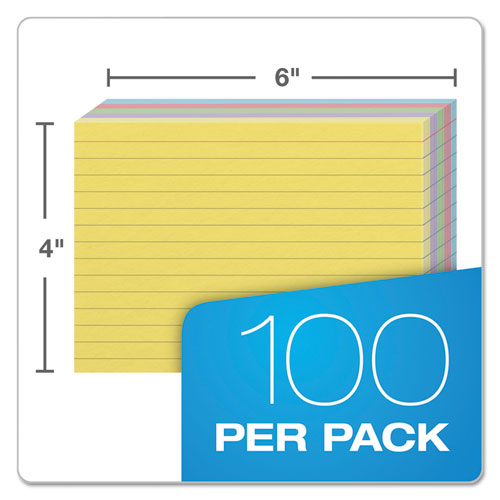 Image of Oxford Ruled Index Cards, 4 X 6, Blue/violet/canary/green/cherry, 100/pack