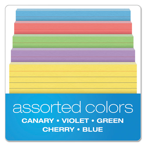 Image of Oxford Ruled Index Cards, 4 X 6, Blue/violet/canary/green/cherry, 100/pack