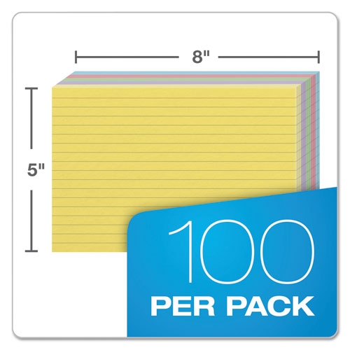 Image of Oxford Ruled Index Cards, 5 X 8, Blue/violet/canary/green/cherry, 100/pack