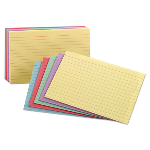 Image of Oxford Ruled Index Cards, 5 X 8, Blue/violet/canary/green/cherry, 100/pack