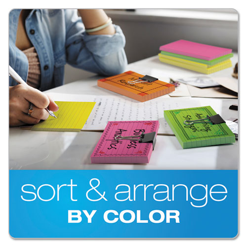 Image of Oxford Ruled Index Cards, 3 X 5, Glow Green/yellow, Orange/pink, 100/pack