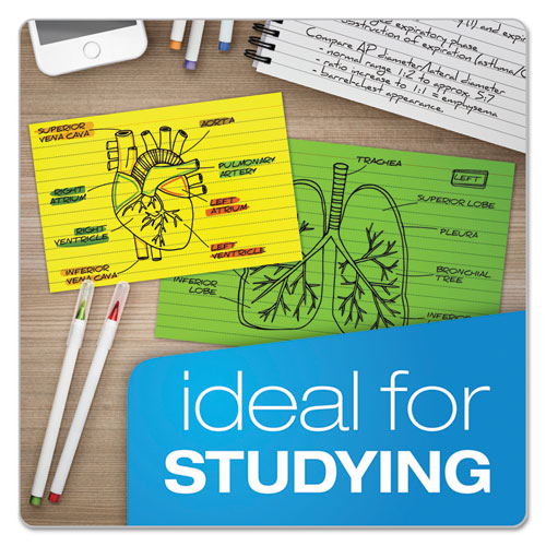 Image of Oxford Ruled Index Cards, 3 X 5, Glow Green/yellow, Orange/pink, 100/pack