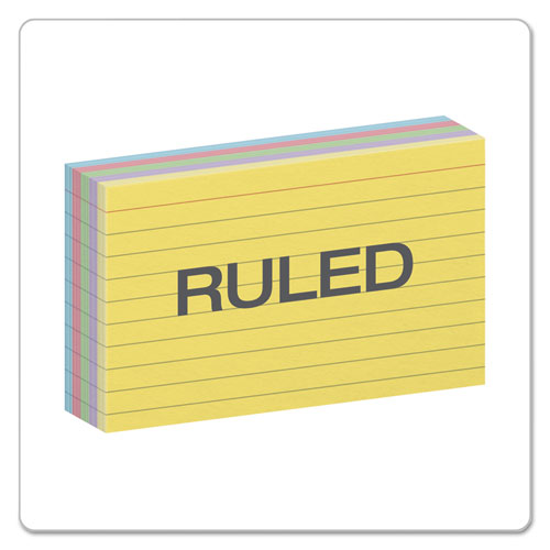 Image of Oxford Ruled Index Cards, 3 X 5, Blue/violet/canary/green/cherry, 100/pack