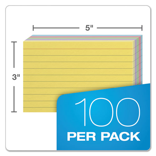 Image of Oxford Ruled Index Cards, 3 X 5, Blue/violet/canary/green/cherry, 100/pack