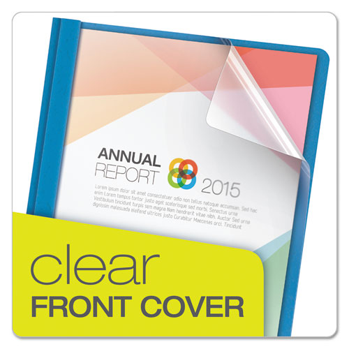 Image of Oxford Clear Front Standard Grade Report Cover, Three-Prong Fastener, 0.5" Capacity, 8.5 X 11, Clear/light Blue, 25/box