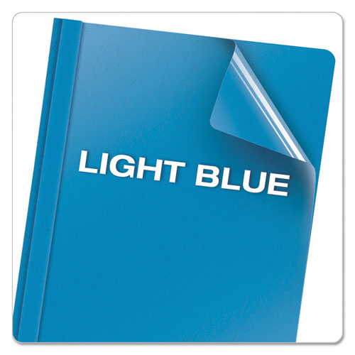 Image of Oxford Clear Front Standard Grade Report Cover, Three-Prong Fastener, 0.5" Capacity, 8.5 X 11, Clear/light Blue, 25/box