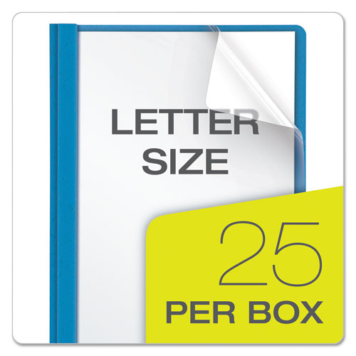 Image of Oxford Clear Front Standard Grade Report Cover, Three-Prong Fastener, 0.5" Capacity, 8.5 X 11, Clear/light Blue, 25/box