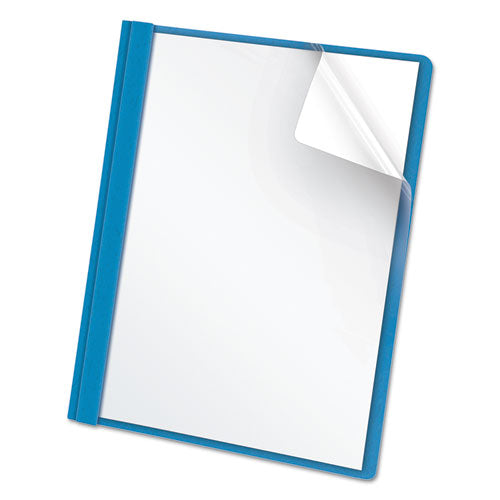 Image of Oxford Clear Front Standard Grade Report Cover, Three-Prong Fastener, 0.5" Capacity, 8.5 X 11, Clear/light Blue, 25/box