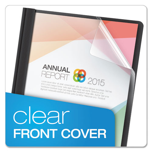 Image of Oxford Clear Front Standard Grade Report Cover, Three-Prong Fastener, 0.5" Capacity, 8.5 X 11, Clear/black, 25/box