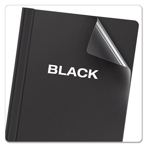 Image of Oxford Clear Front Standard Grade Report Cover, Three-Prong Fastener, 0.5" Capacity, 8.5 X 11, Clear/black, 25/box
