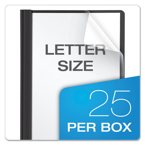 Image of Oxford Clear Front Standard Grade Report Cover, Three-Prong Fastener, 0.5" Capacity, 8.5 X 11, Clear/black, 25/box