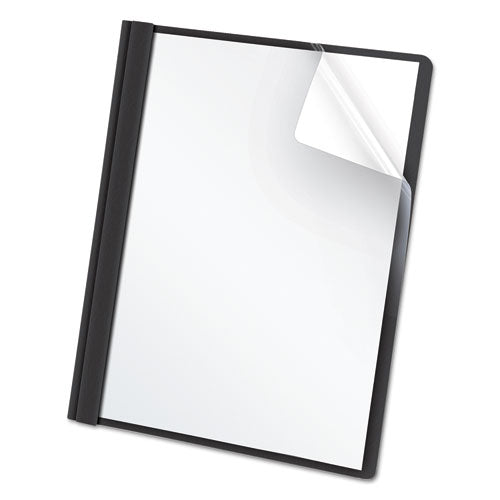 Image of Oxford Clear Front Standard Grade Report Cover, Three-Prong Fastener, 0.5" Capacity, 8.5 X 11, Clear/black, 25/box