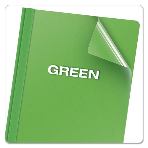 Image of Oxford Clear Front Standard Grade Report Cover, Three-Prong Fastener, 0.5" Capacity, 8.5 X 11, Clear/green, 25/box