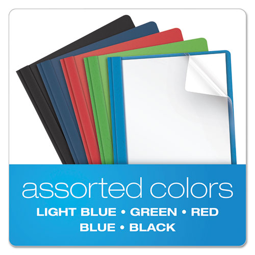 Image of Oxford Clear Front Standard Grade Report Cover, Three-Prong Fastener, 0.5" Capacity, 8.5 X 11, Clear/assorted, 25/box