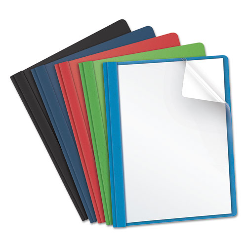 Image of Oxford Clear Front Standard Grade Report Cover, Three-Prong Fastener, 0.5" Capacity, 8.5 X 11, Clear/assorted, 25/box