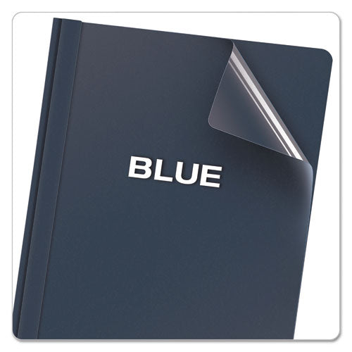 Image of Oxford Clear Front Standard Grade Report Cover, Three-Prong Fastener, 0.5" Capacity, 8.5 x 11,  Clear/Dark Blue, 25/Box