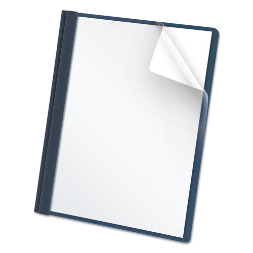 Image of Oxford Clear Front Standard Grade Report Cover, Three-Prong Fastener, 0.5" Capacity, 8.5 x 11,  Clear/Dark Blue, 25/Box