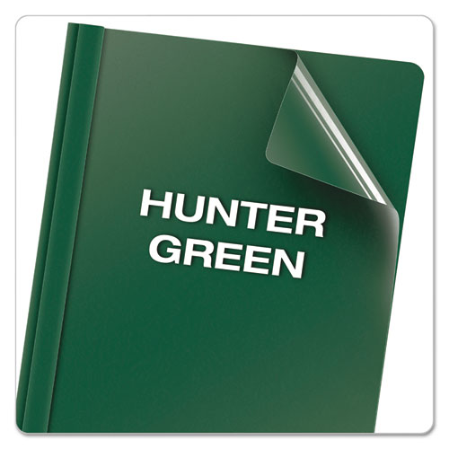 Image of Oxford Clear Front Report Cover, Three-Prong Fastener, 0.5" Capacity, 8.5 X 11, Clear/ Hunter Green, 25/box