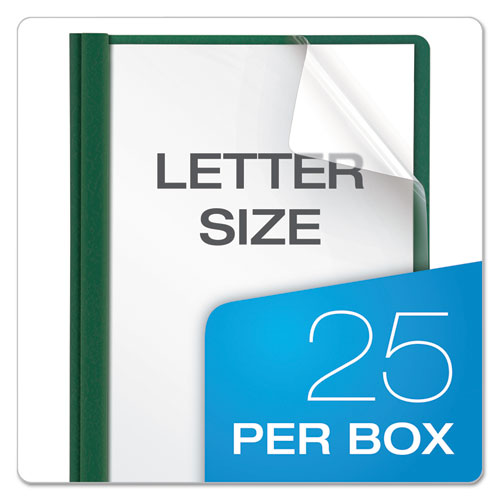 Image of Oxford Clear Front Report Cover, Three-Prong Fastener, 0.5" Capacity, 8.5 X 11, Clear/ Hunter Green, 25/box