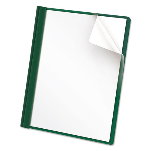 Image of Oxford Clear Front Report Cover, Three-Prong Fastener, 0.5" Capacity, 8.5 X 11, Clear/ Hunter Green, 25/box