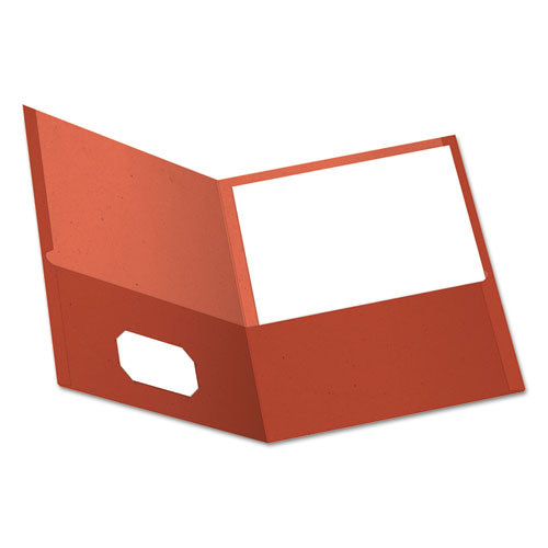 Image of Oxford Earthwise By Oxford 100% Recycled Paper Twin-Pocket Portfolio, 100-Sheet Capacity, 11 X 8.5, Red, 25/box