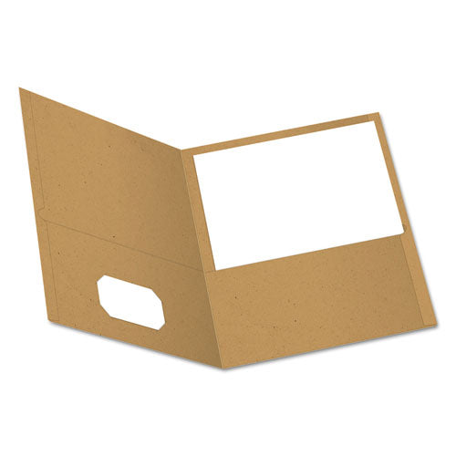 Image of Oxford Earthwise By Oxford 100% Recycled Paper Twin-Pocket Portfolio, 100-Sheet Capacity, 11 X 8.5, Natural, 25/box