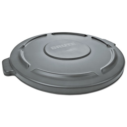 Image of Rubbermaid® Commercial BRUTE Self-Draining Flat Top Lids for 55 gal Round BRUTE Containers, 26.75" Diameter, Gray