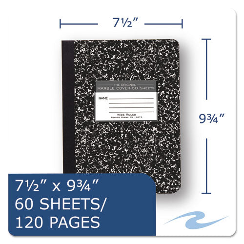 Image of Roaring Spring® Marble Cover Composition Book, Wide/legal Rule, Black Marble Cover, (60) 9.75 X 7.5 Sheets