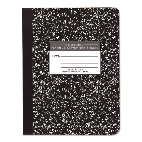 Image of Roaring Spring® Marble Cover Composition Book, Wide/legal Rule, Black Marble Cover, (60) 9.75 X 7.5 Sheets