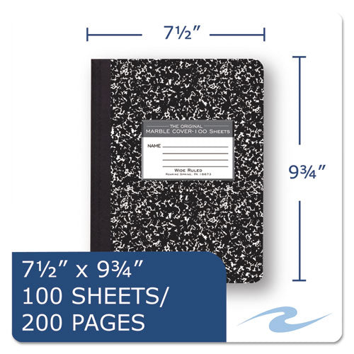 Image of Roaring Spring® Marble Cover Composition Book, Wide/Legal Rule, Black Marble Cover, (100) 9.75 x 7.5 Sheets