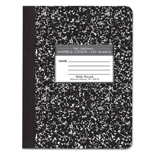 Image of Roaring Spring® Marble Cover Composition Book, Wide/Legal Rule, Black Marble Cover, (100) 9.75 x 7.5 Sheets