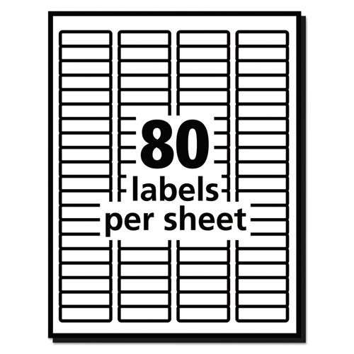 Image of Avery® White Address Labels W/ Sure Feed Technology For Laser Printers, Laser Printers, 0.5 X 1.75, White, 80/sheet, 250 Sheets/box
