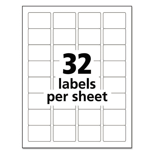 Image of Avery® Durable Permanent Id Labels With Trueblock Technology, Laser Printers, 1.25 X 1.75, White, 32/sheet, 50 Sheets/pack