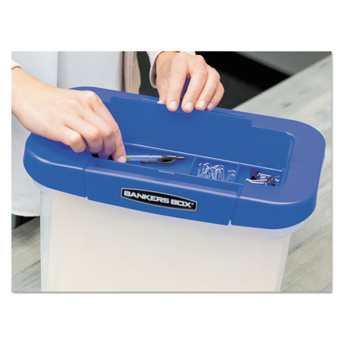 Image of Bankers Box® Heavy-Duty Portable File Box, Letter Files, 14.25" X 8.63" X 11.06", Clear/blue
