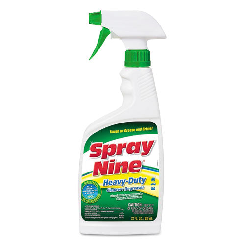 Image of Spray Nine® Heavy Duty Cleaner/degreaser/disinfectant, Citrus Scent, 22 Oz Trigger Spray Bottle, 12/carton