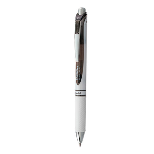 Image of Pentel® EnerGel RTX Gel Pen, Retractable, Medium 0.7 mm, Black Ink, Smoke/Gray Barrel