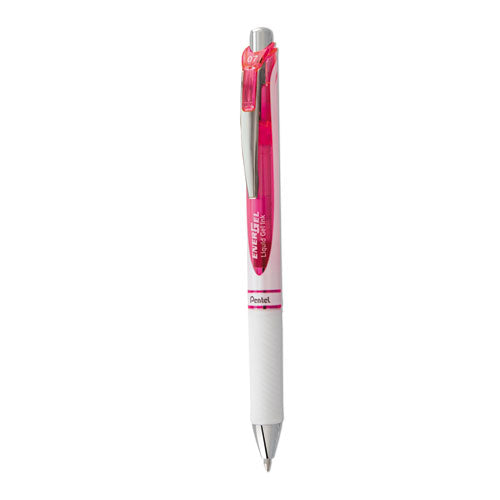 Image of Pentel® EnerGel RTX Gel Pen, Retractable, Medium 0.7 mm, Pink Ink, White/Translucent Pink Barrel