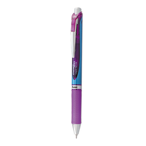 Image of Pentel® EnerGel RTX Gel Pen, Retractable, Fine 0.5 mm, Violet Ink, Violet/Blue Barrel