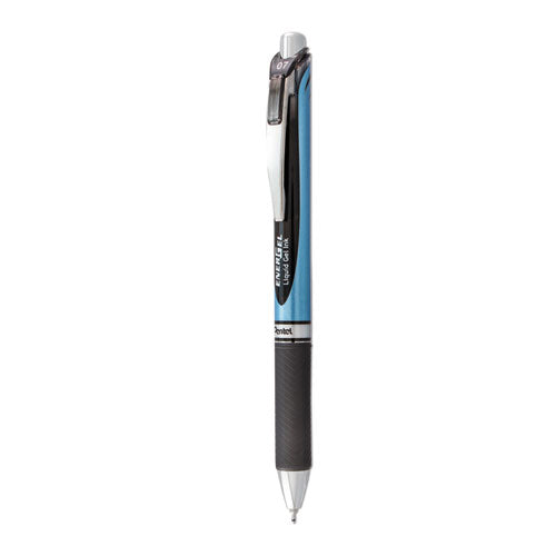 Image of Pentel® EnerGel RTX Gel Pen, Retractable, Medium 0.7 mm, Black Ink, Black/Blue Barrel